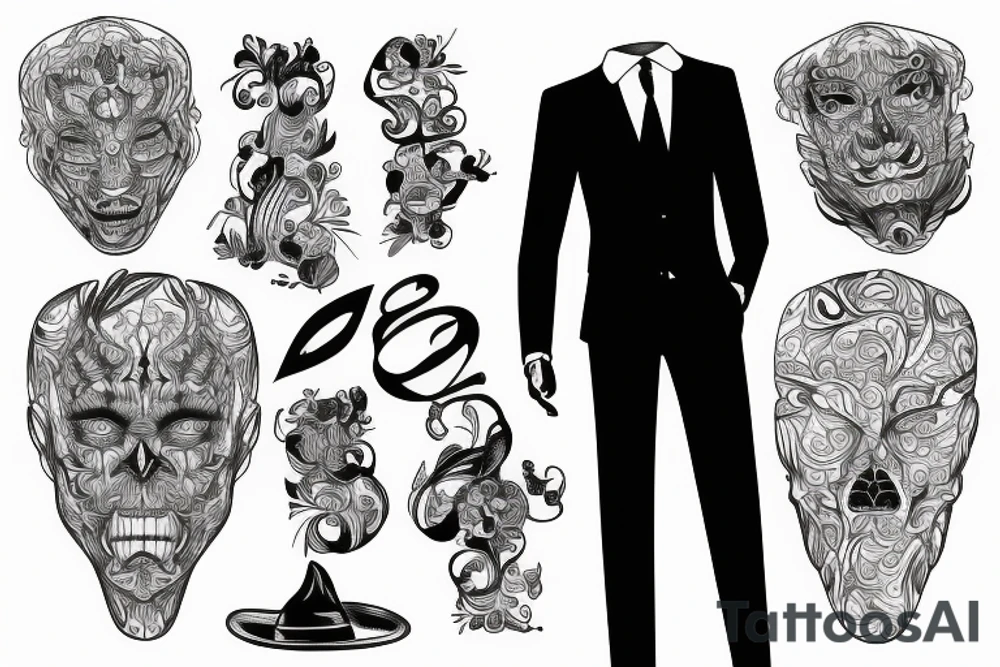 man in suit tattoo idea