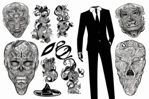man in suit tattoo idea