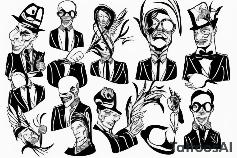man in suit tattoo idea