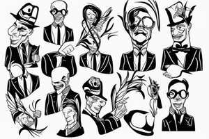 man in suit tattoo idea