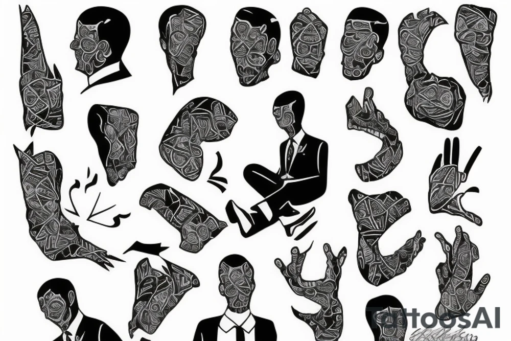 man in suit tattoo idea