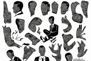 man in suit tattoo idea