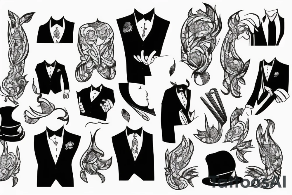 man in suit tattoo idea