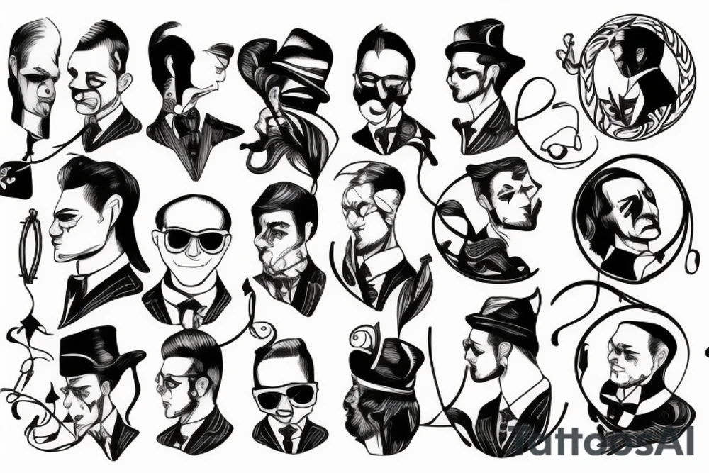 man in suit tattoo idea