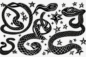 snake, gemini, star, black tattoo idea