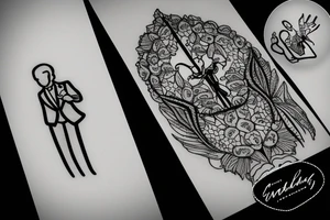 man in suit holding a martini glass tattoo idea