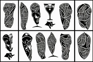 man in suit holding a martini glass tattoo idea