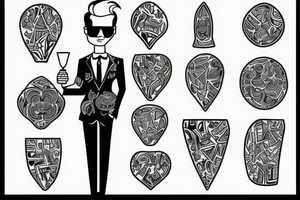 man in suit holding a martini glass tattoo idea