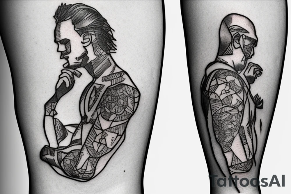 man in suit holding a martini glass tattoo idea