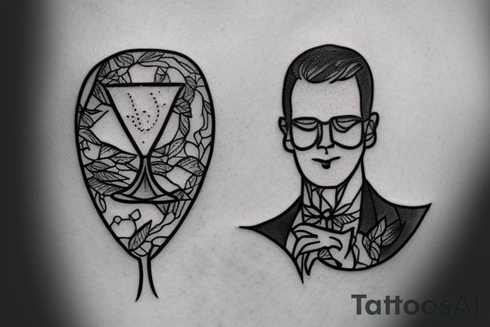 man in suit holding a martini glass tattoo idea