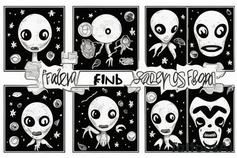 alien, friend, sad tattoo idea