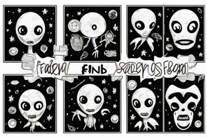 alien, friend, sad tattoo idea