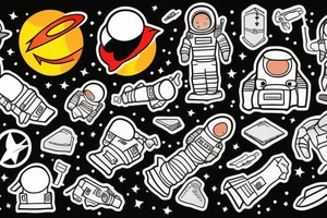 Two astronauts cartoon playing tattoo idea