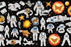 Two astronauts cartoon playing tattoo idea