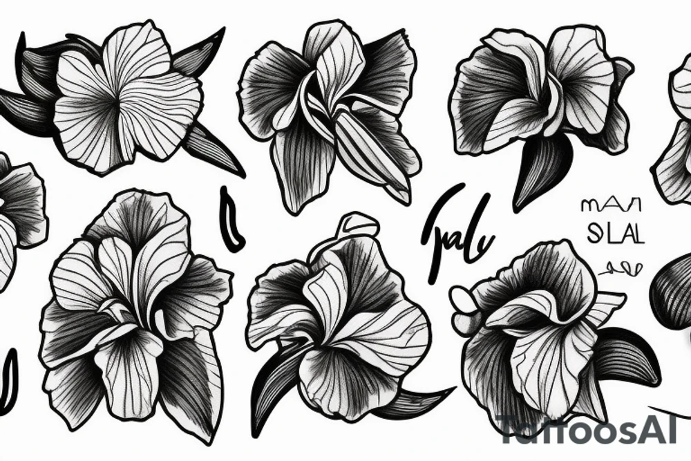 Iris flower with may simbol tattoo idea