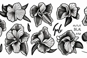 Iris flower with may simbol tattoo idea