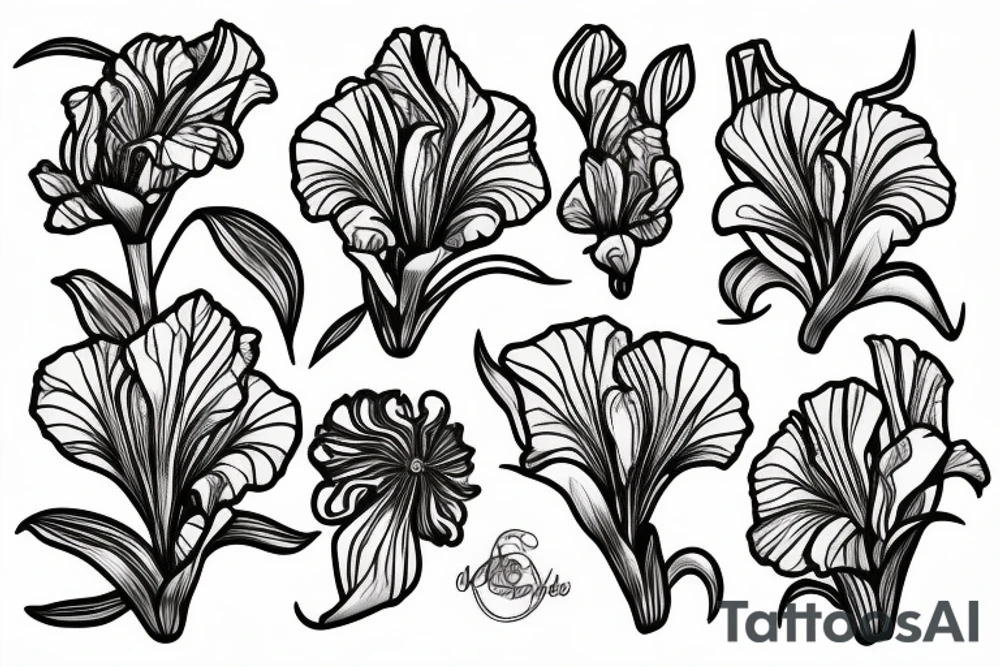 Iris flower with may simbol tattoo idea