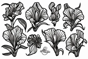 Iris flower with may simbol tattoo idea