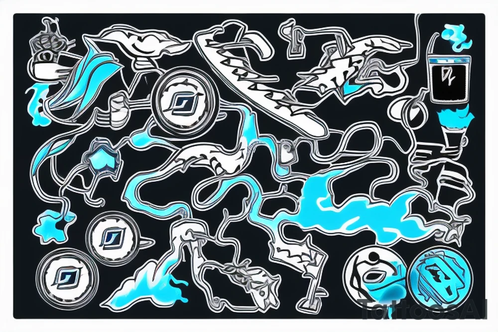 Black Lightning with a Bright blue outline that goes around forearm like a chain tattoo idea