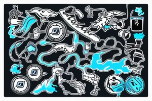 Black Lightning with a Bright blue outline that goes around forearm like a chain tattoo idea