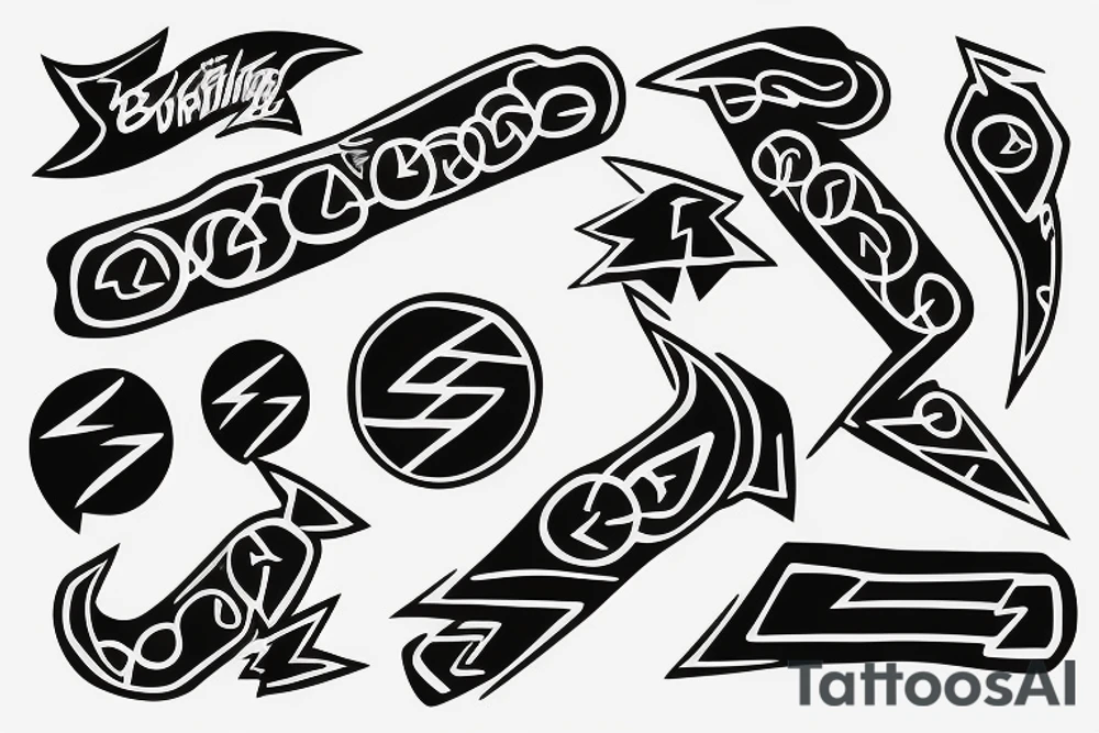 Black Lightning with a Bright blue outline that goes around forearm like a chain tattoo idea