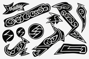 Black Lightning with a Bright blue outline that goes around forearm like a chain tattoo idea
