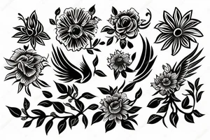 Phoenix fire flowers tattoo idea