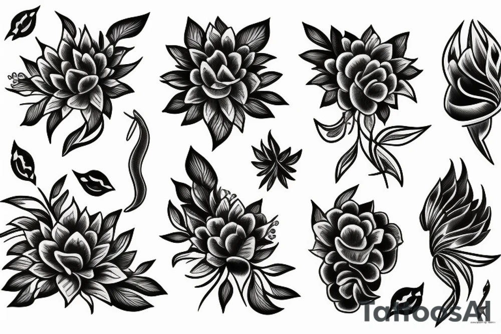 Phoenix fire flowers tattoo idea