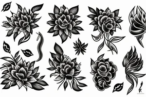 Phoenix fire flowers tattoo idea