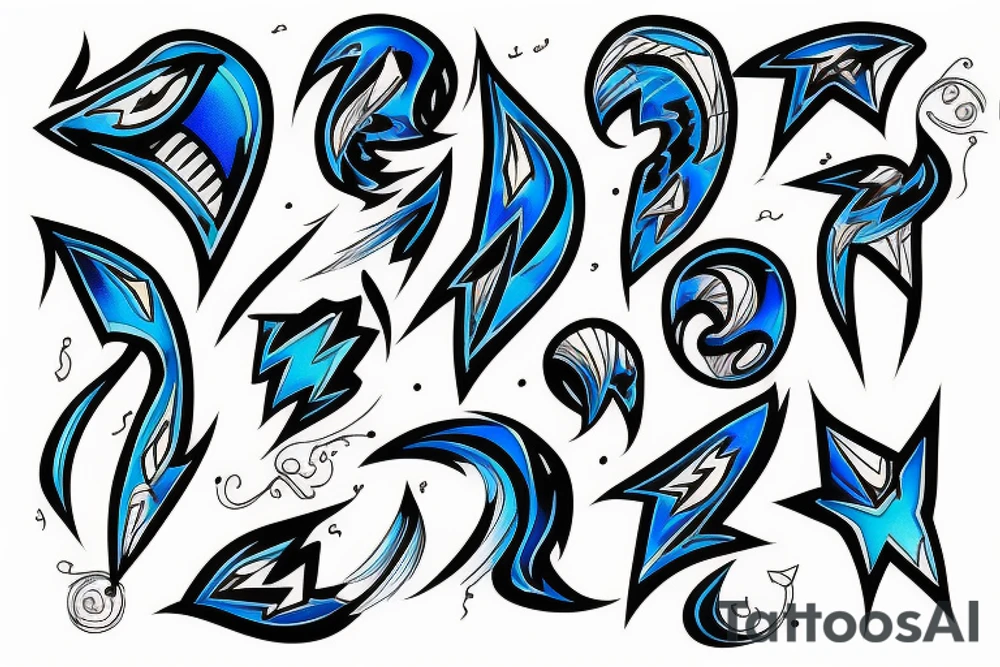 Black Lightning with a Bright blue outline tattoo idea