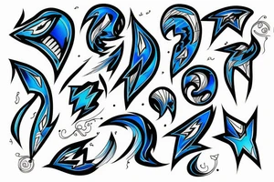 Black Lightning with a Bright blue outline tattoo idea