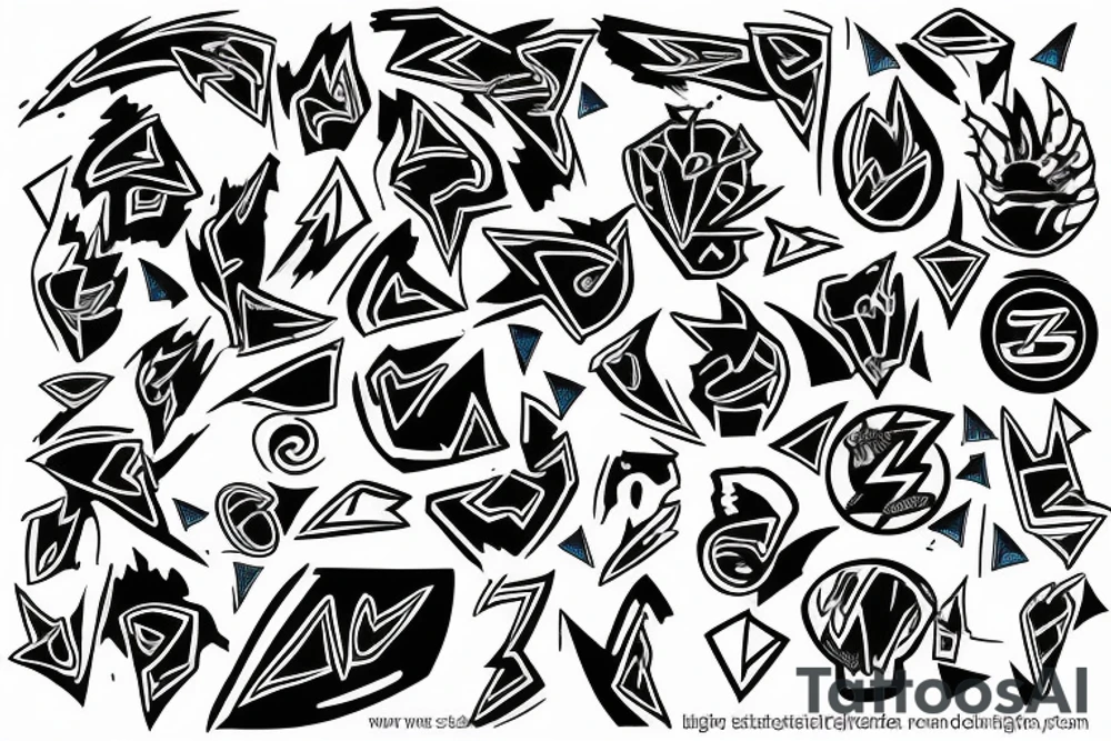 Black Lightning with a Bright blue outline tattoo idea