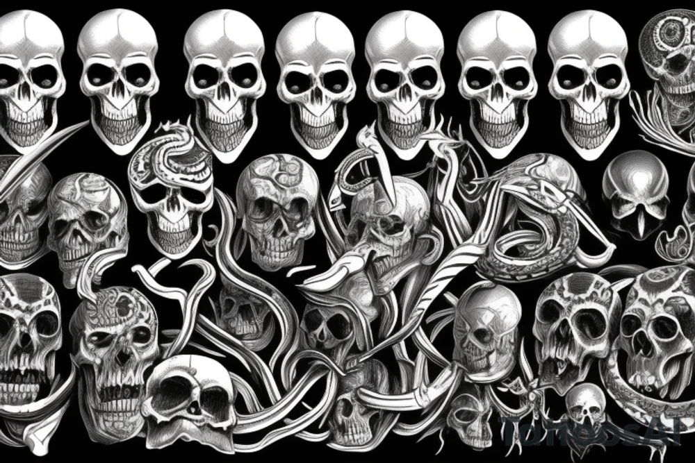 occult skull and snake tattoo idea