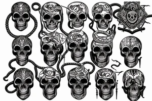 occult skull and snake tattoo idea