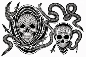 occult skull and snake tattoo idea