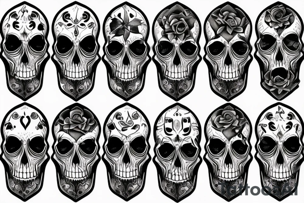 two skulls back to back with one brain and one heart tattoo idea two skulls back to back with one brain and one heart tattoo idea
