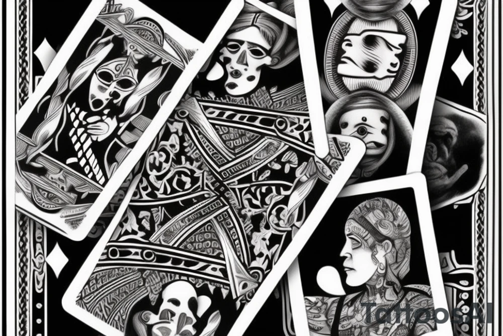 Playing cards or roman tattoo with some bad vibes tattoo idea