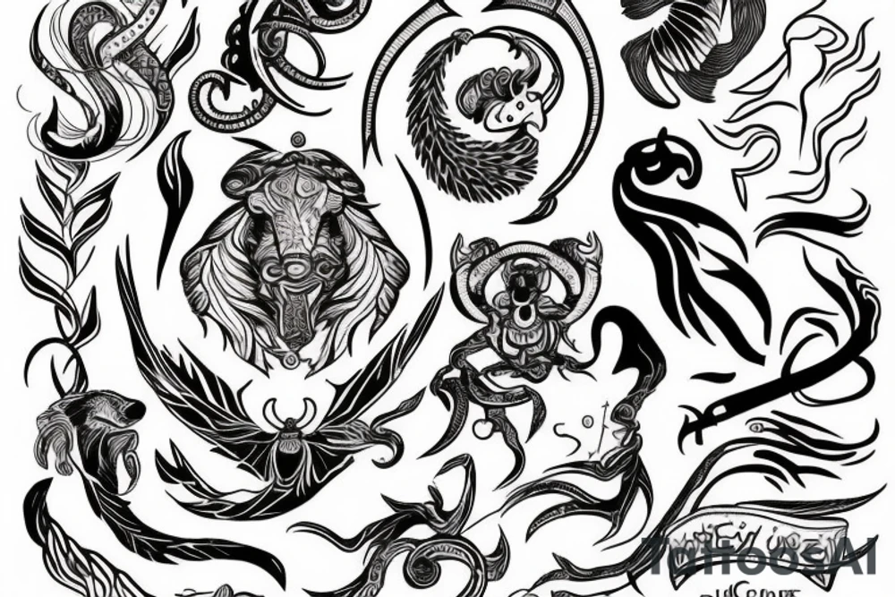 Aries Scorpio Leo horoscope tattoo design tattoo idea