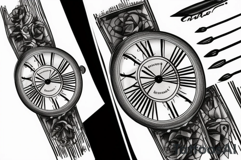 simple design based off the cartier crash watch tattoo idea