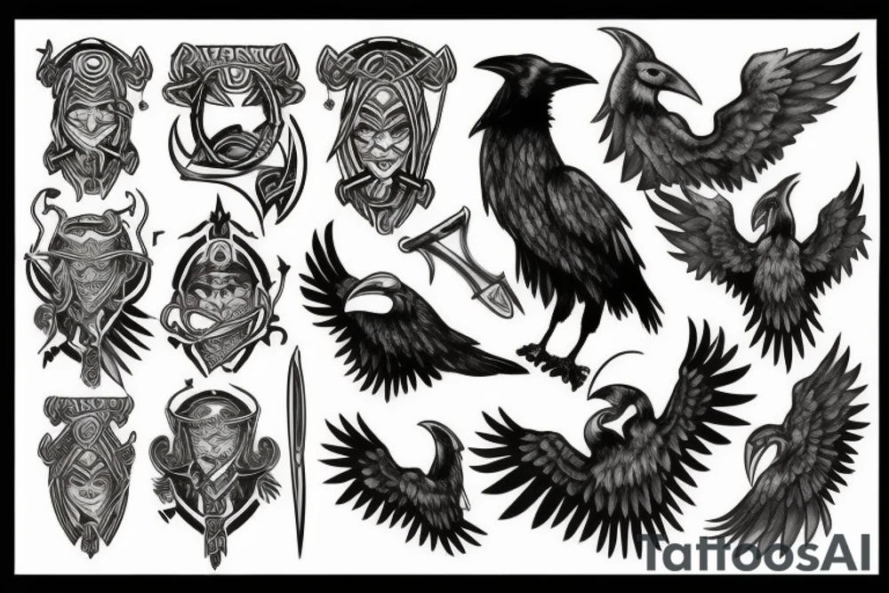 viking, raven tattoo idea