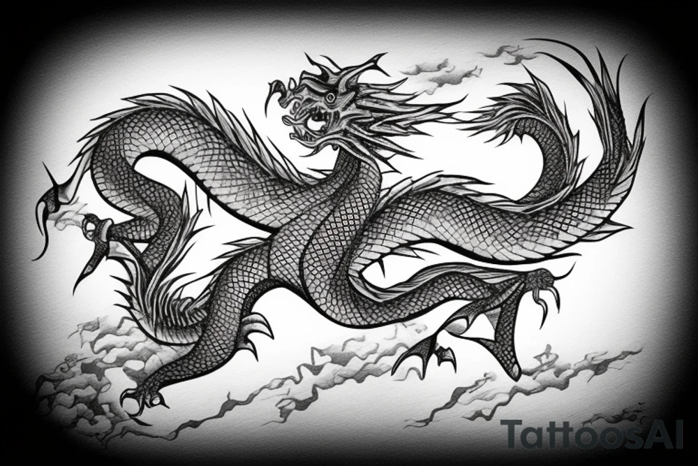 Wisdom dragon in a Japanese setting tattoo idea
