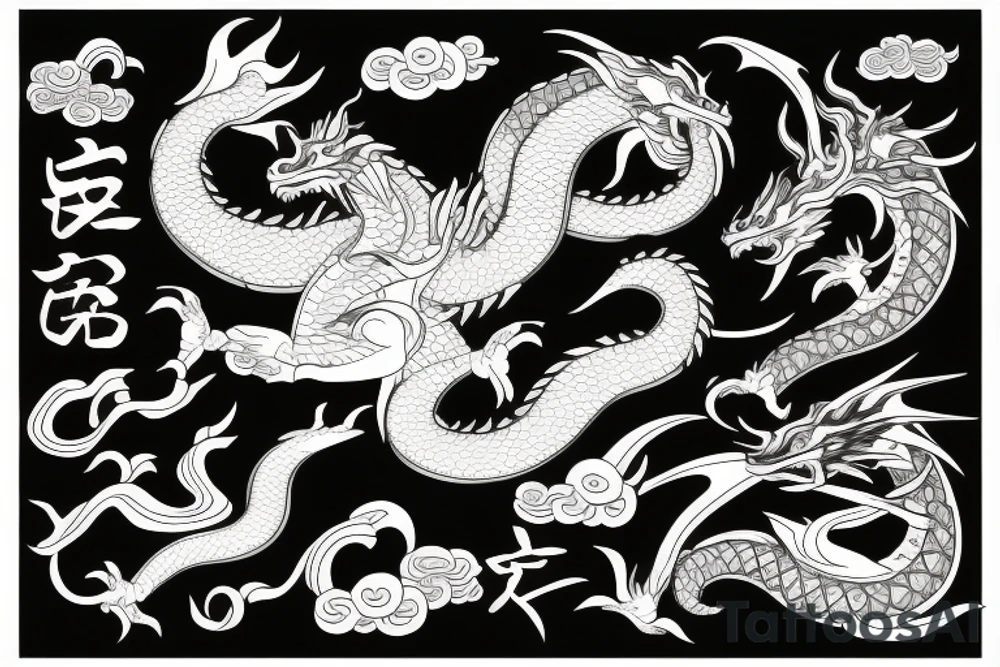 Wisdom dragon in a Japanese setting tattoo idea