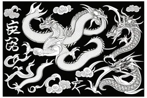 Wisdom dragon in a Japanese setting tattoo idea