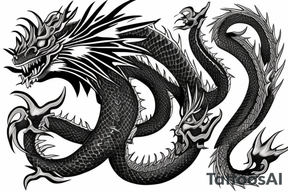 Wisdom dragon in a Japanese setting tattoo idea