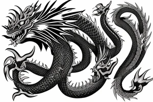 Wisdom dragon in a Japanese setting tattoo idea