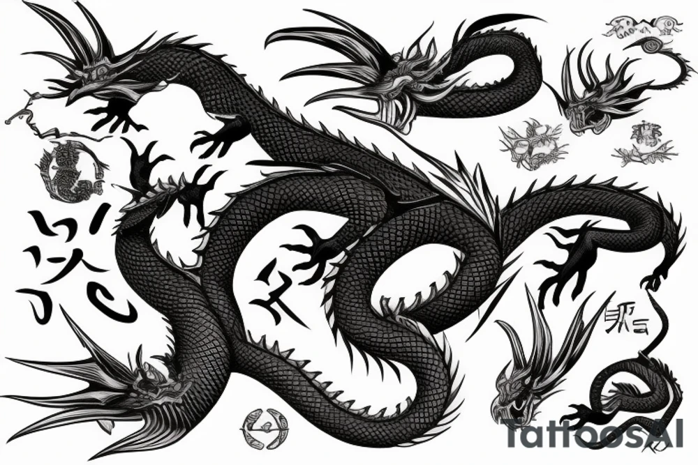 Wisdom dragon in a Japanese setting tattoo idea
