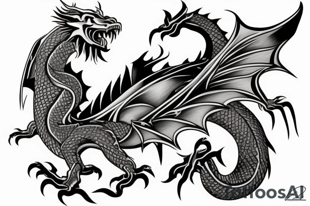 Wisdom dragon in a Japanese setting tattoo idea