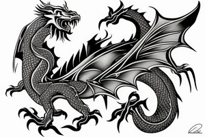 Wisdom dragon in a Japanese setting tattoo idea