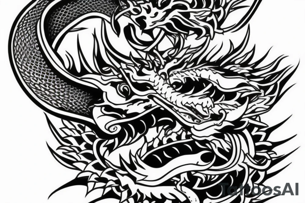 Wisdom dragon in a Japanese setting tattoo idea