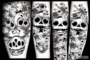 Cheshire cat with skulls instead of eyes and cigarette tattoo idea